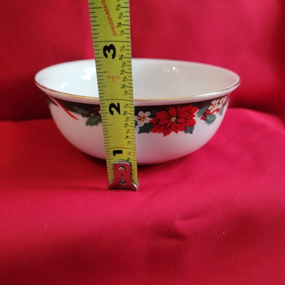 Tienshan Deck The Halls Christmas Poinsettia Serving Platter Bowl Set Chip Dip - Picture 7 of 8